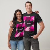 Penseelstreken tinten van hete roze naam met monog t-shirt (Unisex)