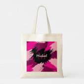 Penseelstreken tinten van hete roze naam met monog tote bag (Achterkant)
