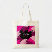 Penseelstreken tinten van hete roze naam met monog tote bag (Voorkant)