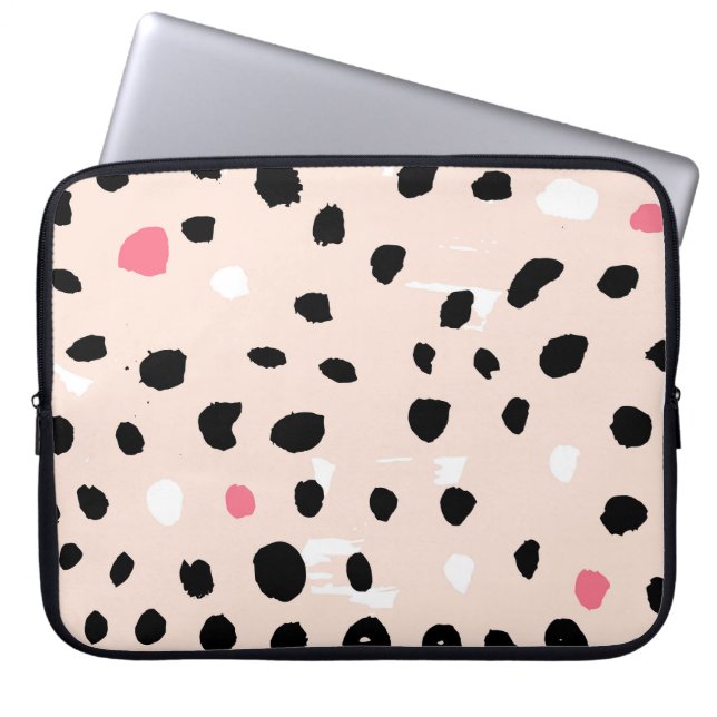 penseelstreken van inkt: artistieke structuur laptop sleeve (Voorkant)