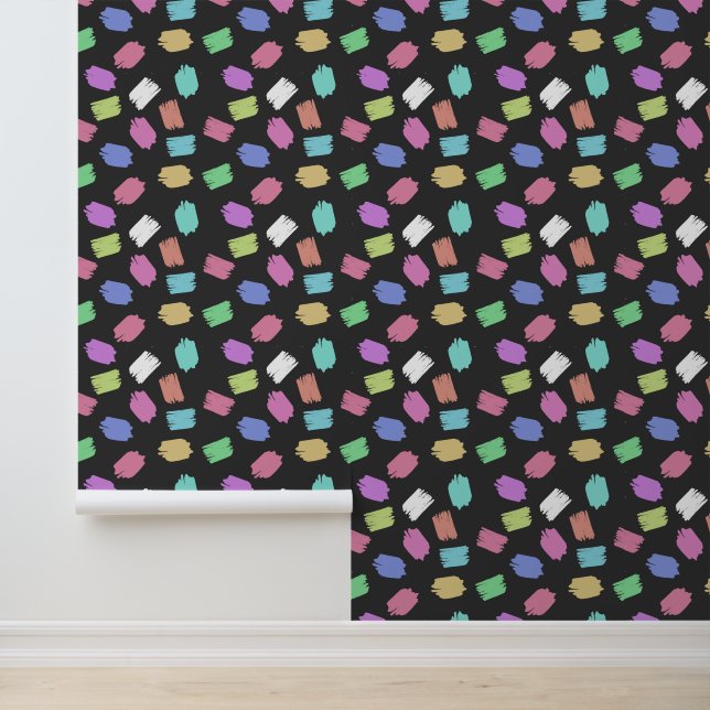 Penseelstreken verven, kleurrijke penseelstreken behang (Applicatie)