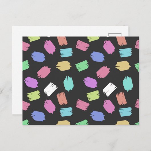 Penseelstreken verven, kleurrijke penseelstreken briefkaart (Voorkant / Achterkant)