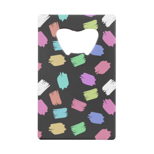 Penseelstreken verven, kleurrijke penseelstreken creditkaart flessenopener (Voorkant)