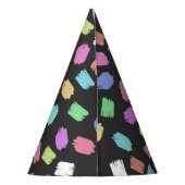 Penseelstreken verven, kleurrijke penseelstreken feesthoedjes (Achterkant)