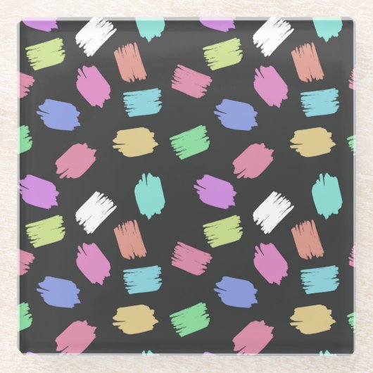 Penseelstreken verven, kleurrijke penseelstreken glazen onderzetter (Voorkant)