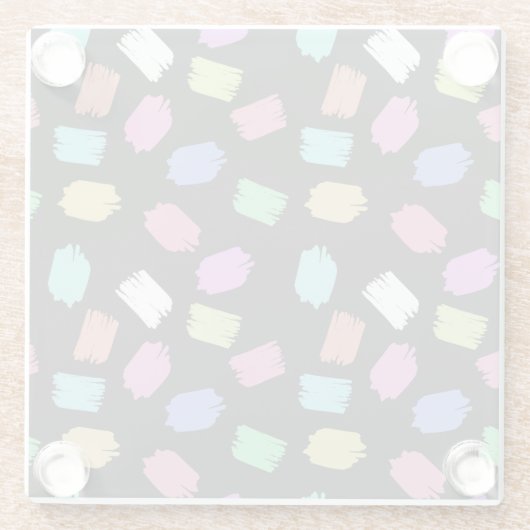 Penseelstreken verven, kleurrijke penseelstreken glazen onderzetter (Achterkant)