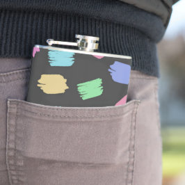 Penseelstreken verven, kleurrijke penseelstreken heupfles