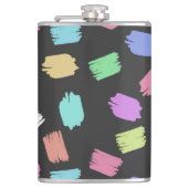 Penseelstreken verven, kleurrijke penseelstreken heupfles (Voorkant)