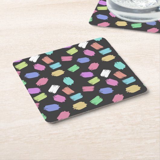 Penseelstreken verven, kleurrijke penseelstreken kartonnen onderzetters (Schuin)