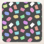 Penseelstreken verven, kleurrijke penseelstreken kartonnen onderzetters (Voorkant)