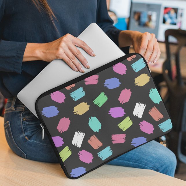 Penseelstreken verven, kleurrijke penseelstreken laptop sleeve (Creator heeft geüpload)