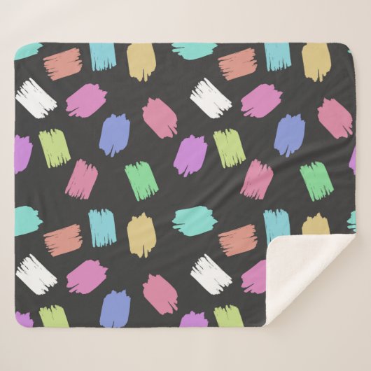 Penseelstreken verven, kleurrijke penseelstreken sherpa deken (Voorkant (horizontaal))