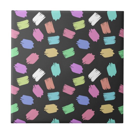 Penseelstreken verven, kleurrijke penseelstreken tegeltje (Voorkant)