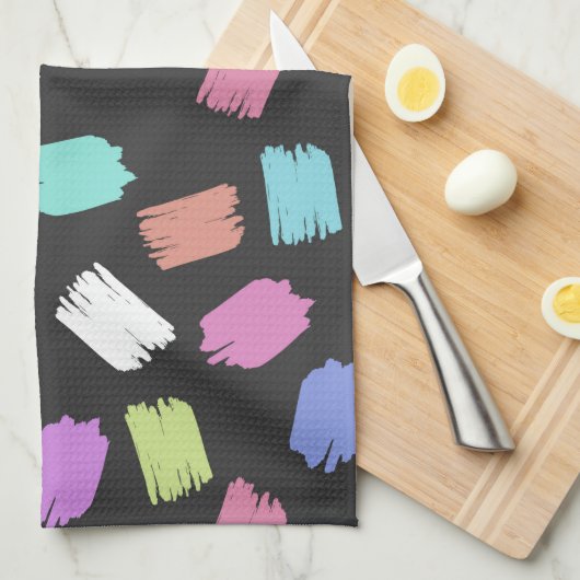 Penseelstreken verven, kleurrijke penseelstreken theedoek (Quarter Fold)