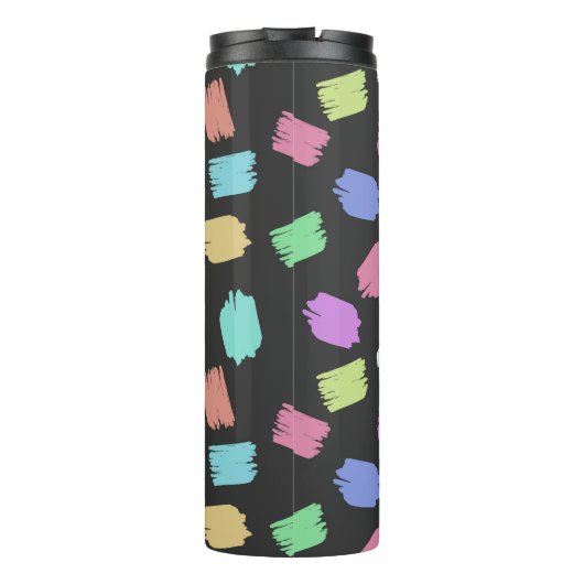 Penseelstreken verven, kleurrijke penseelstreken thermosbeker (Achterkant)