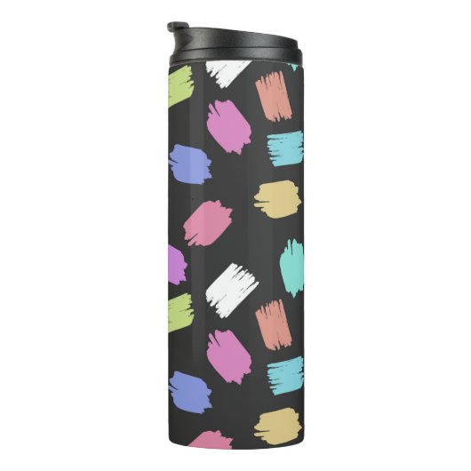 Penseelstreken verven, kleurrijke penseelstreken thermosbeker (Geroteerd rechts)