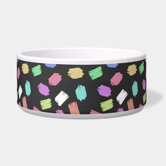 Penseelstreken verven, kleurrijke penseelstreken voerbakje (Voorkant)