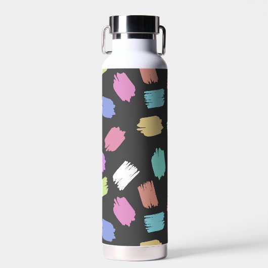 Penseelstreken verven, kleurrijke penseelstreken waterfles (Voorkant)