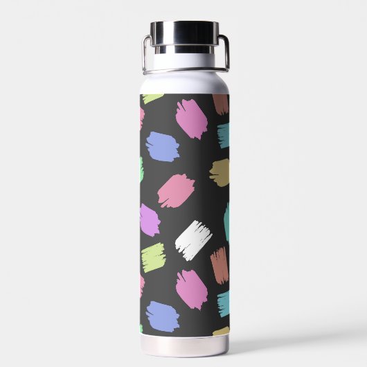 Penseelstreken verven, kleurrijke penseelstreken waterfles (Achterkant)