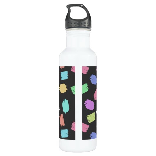 Penseelstreken verven, kleurrijke penseelstreken waterfles (Achterkant)