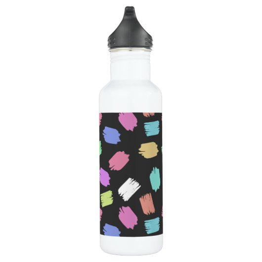 Penseelstreken verven, kleurrijke penseelstreken waterfles  (Rechts)