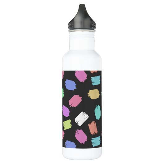 Penseelstreken verven, kleurrijke penseelstreken waterfles  (Links)