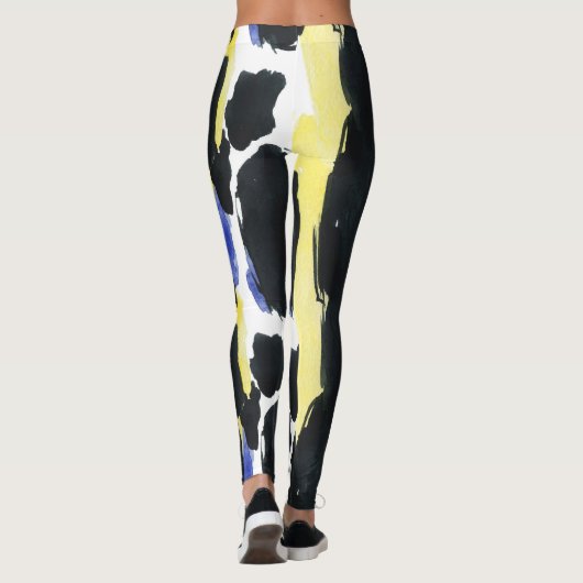 Penseelstreken voor abstracte Waterverven Leggings (Achterkant)