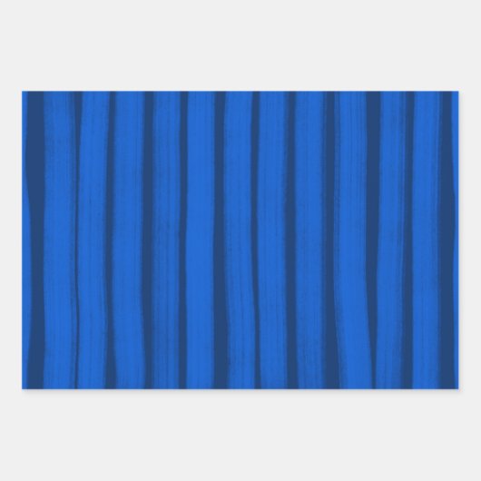 Penseelstrepen Blauw Wit Chic Chanoeka Inpakpapier Vel (Voorkant 3)