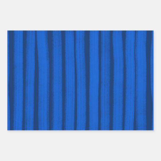 Penseelstrepen Blauw Wit Chic Chanoeka Inpakpapier Vel (Voorkant)