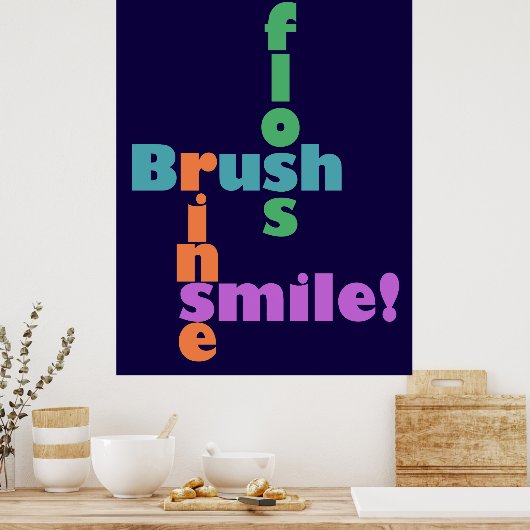 Penseelverlies Spoel rustig. Poster (Keuken)