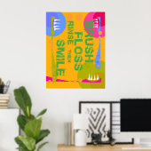 Penseelverlies spoelen, dan SMILE! Poster (Thuiskantoor)
