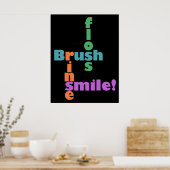 Penseelverlies spoelen, dan SMILE! Poster (Keuken)