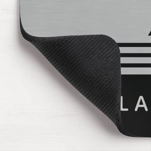 Penseelzilver en zwarte Manly Design Custom Name Muismat (Hoek)