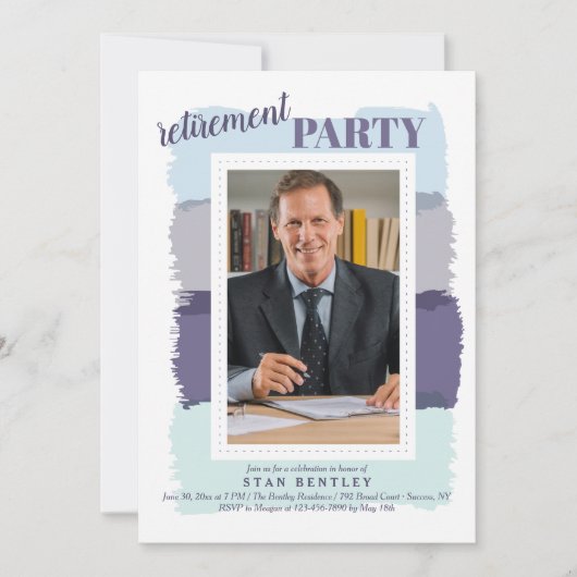 Penselen Blauwe foto foto Penseel Invitati Kaart (Voorkant)