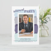 Penselen Blauwe foto foto Penseel Invitati Kaart (Staand voorkant)