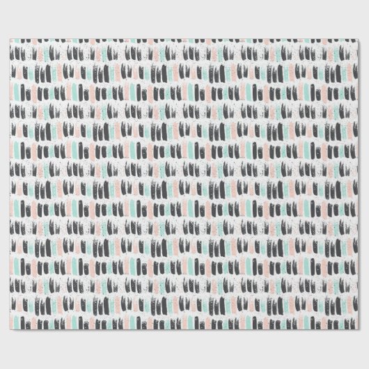 Penselen en inktlijnpatroon cadeaupapier (Vlak)