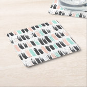 Penselen en inktlijnpatroon kartonnen onderzetters (Schuin)