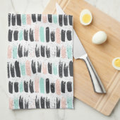 Penselen en inktlijnpatroon theedoek (Quarter Fold)