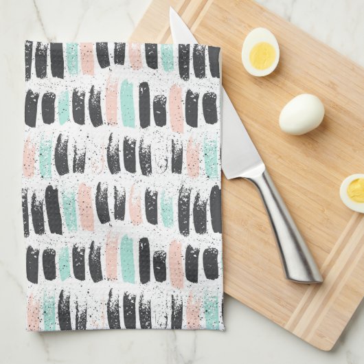 Penselen en inktlijnpatroon theedoek (Quarter Fold)