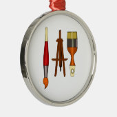 Penselen en kunstesel metalen ornament (Rechts)