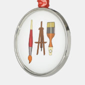 Penselen en kunstesel metalen ornament (Links)