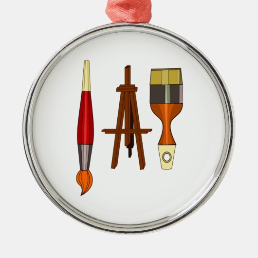 Penselen en kunstesel metalen ornament (Voorkant)