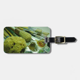 Penselen en verf bagagelabel