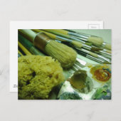 Penselen en verf briefkaart (Voorkant / Achterkant)