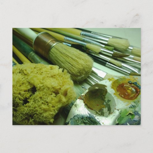 Penselen en verf briefkaart (Voorkant)