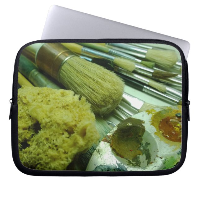 Penselen en verf laptop sleeve (Voorkant)