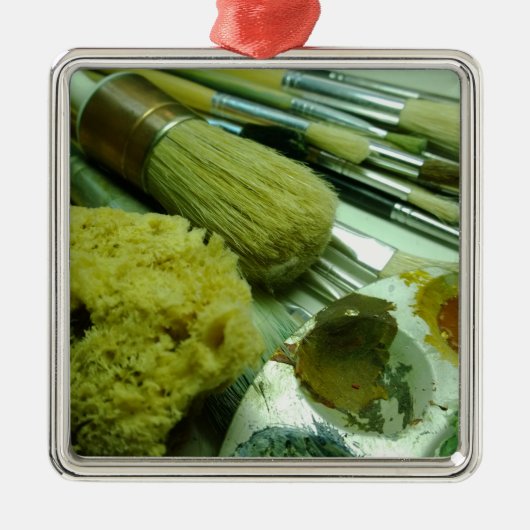 Penselen en verf metalen ornament (Voorkant)