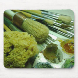 Penselen en verf muismat