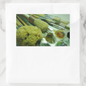 Penselen en verf rechthoekige sticker (Tas)