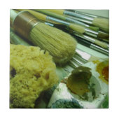 Penselen en verf tegeltje (Voorkant)